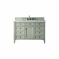 James Martin Vanities Brittany 48in Single Vanity, Sage Green w/ 3 CM White Zeus Quartz Top 650-V48-SGR-3WZ